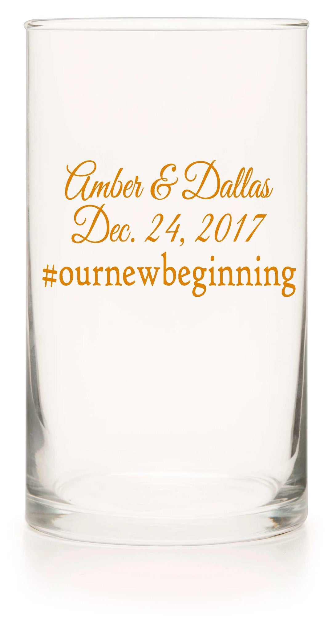 Unity Glass Cylinder- "Wedding Hashtag" - WeddingCandles.com