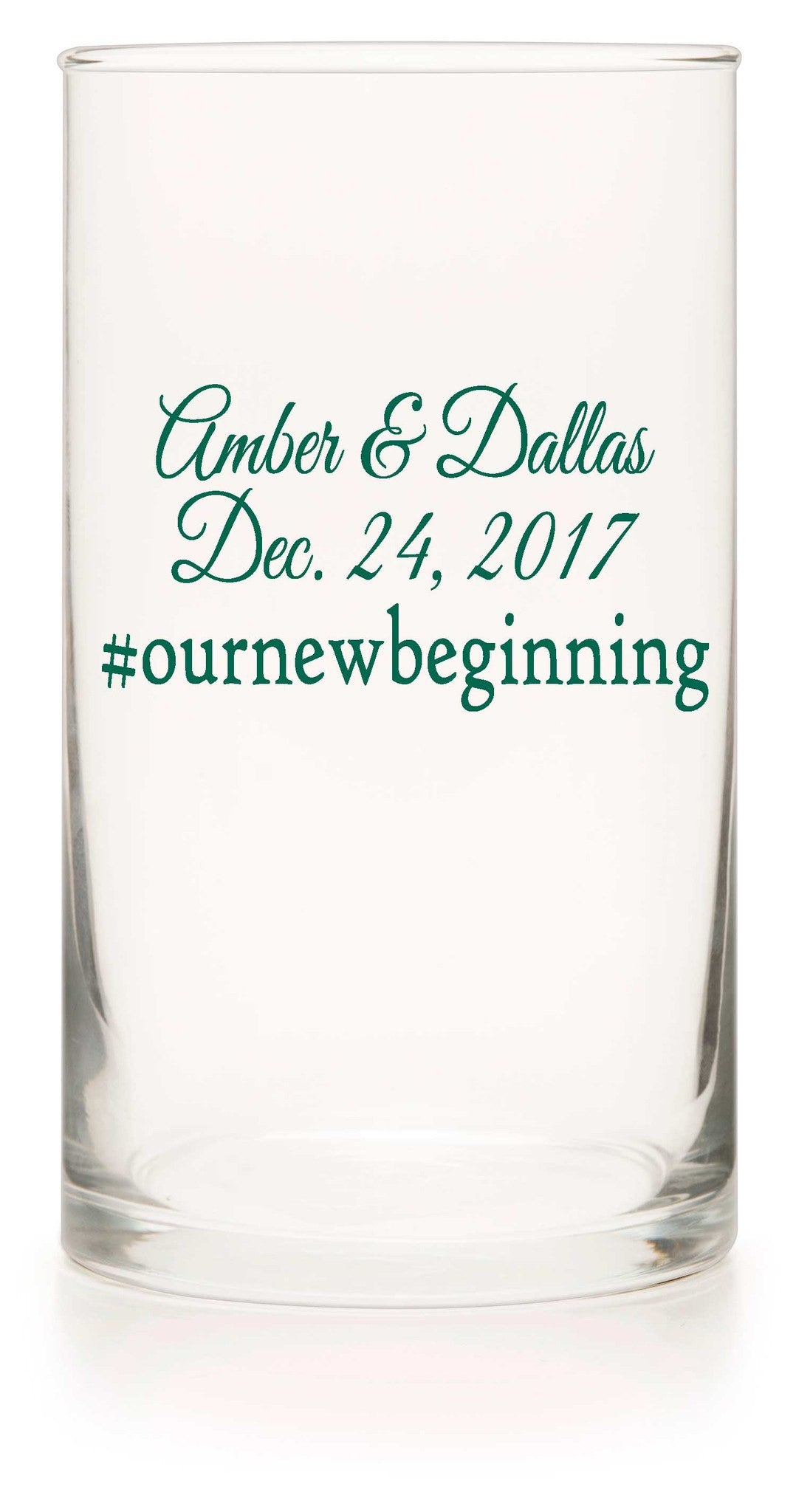 Unity Glass Cylinder- "Wedding Hashtag" - WeddingCandles.com
