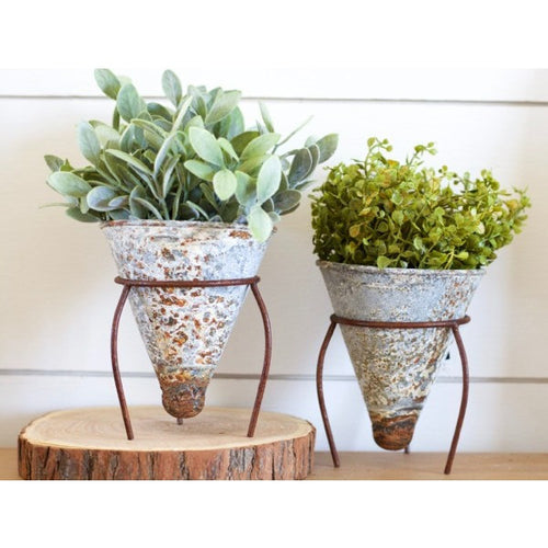 You've probably spotted these cute Rusty Cone Shaped Flower Pots on Instagram! Each flower pot features a chippy, rusty finish! These are great for a window seal garden! 