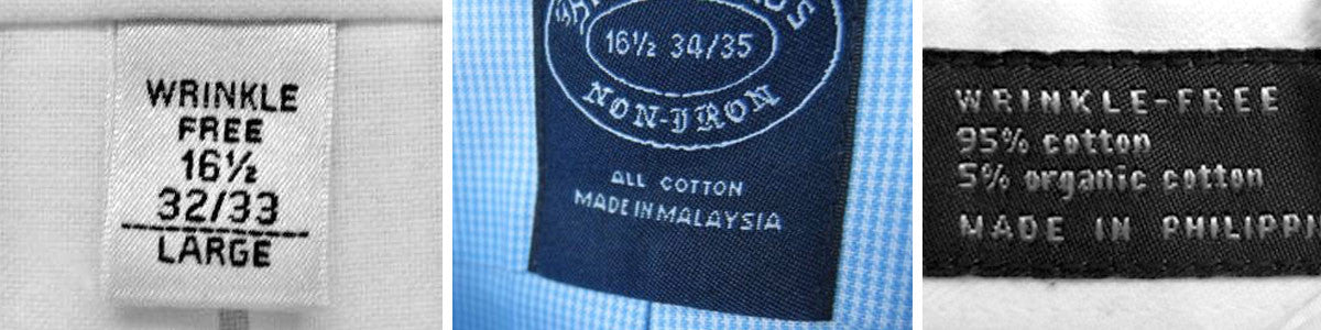 Wrinkle Free Non-Iron Shirt Labels