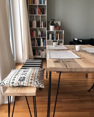 Scandinavian dining table with hairpin legs