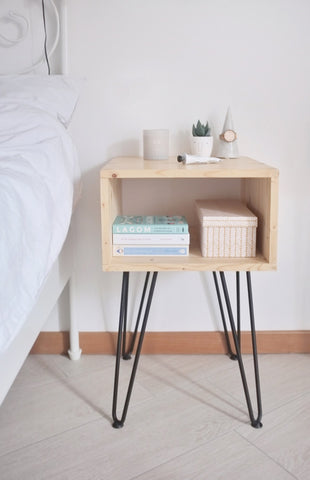 DIY nightstand with hairpin legs