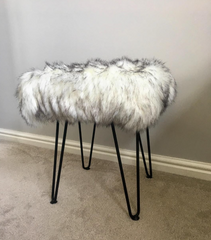 Sheepskin footstool hairpin legs
