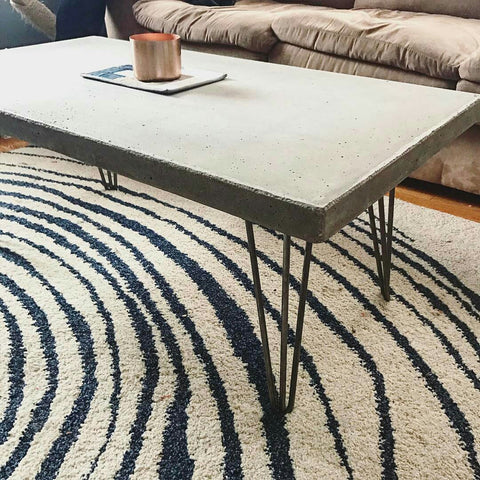 Concrete hairpin leg table