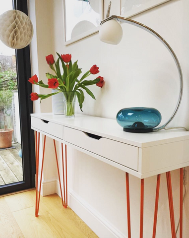 IKEA hack ekby Alex console table with hairpin legs