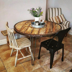 Cable drum hairpin leg table