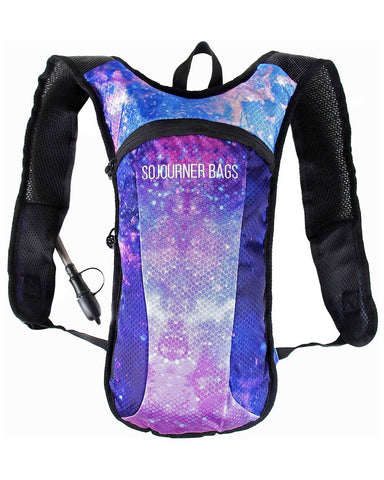 Purple Galaxy Print Hydration Pack Water Backpack