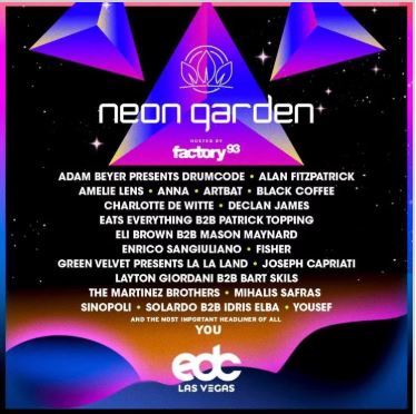 Neon Garden Lineup By Stage