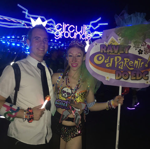 ravers with fairly odd parents totem at EDC