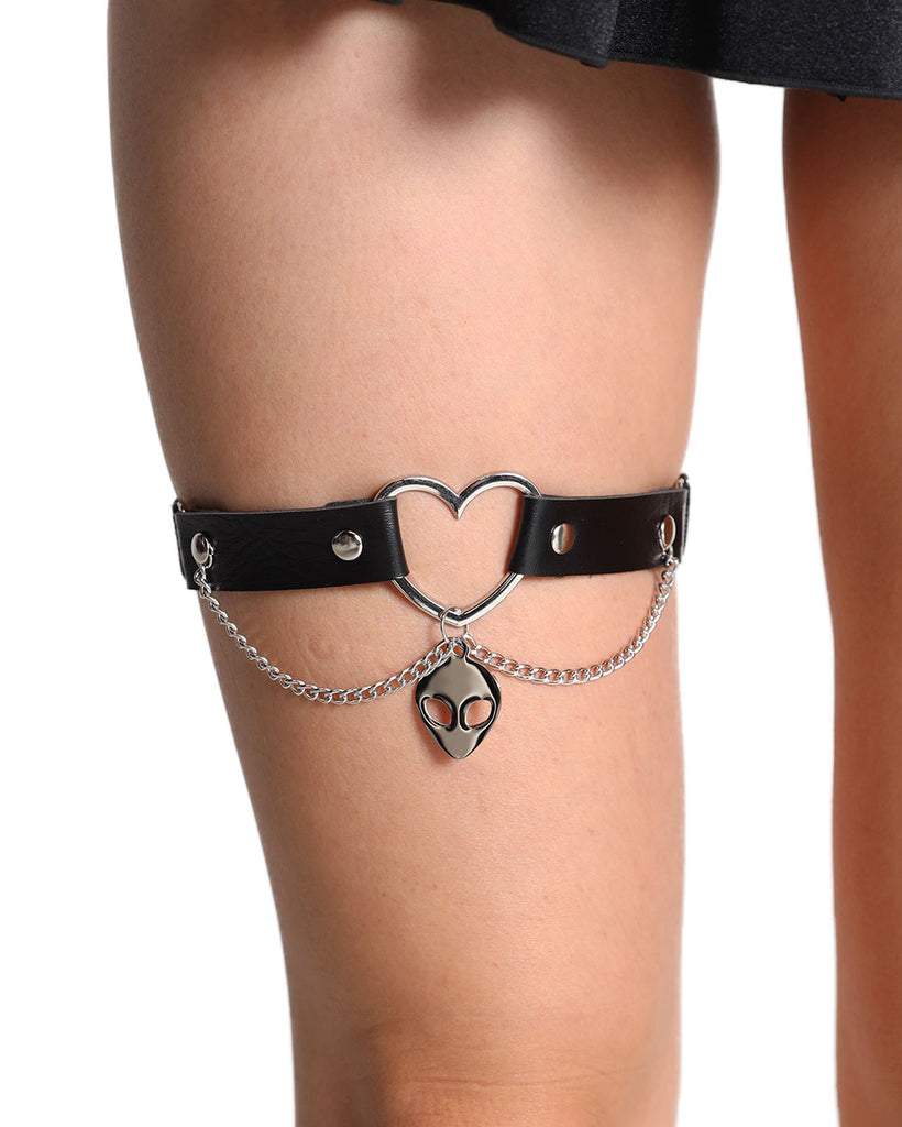 Alien BB Chain Leg Garter-Black/Silver-Front