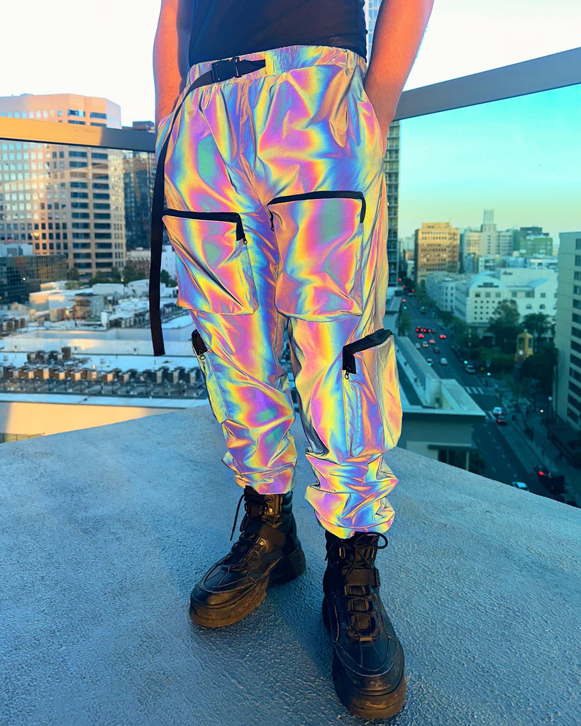 Daylight Rainbow Reflective Joggers with Cargo Pockets-Rainbow-Reflective--Model---M