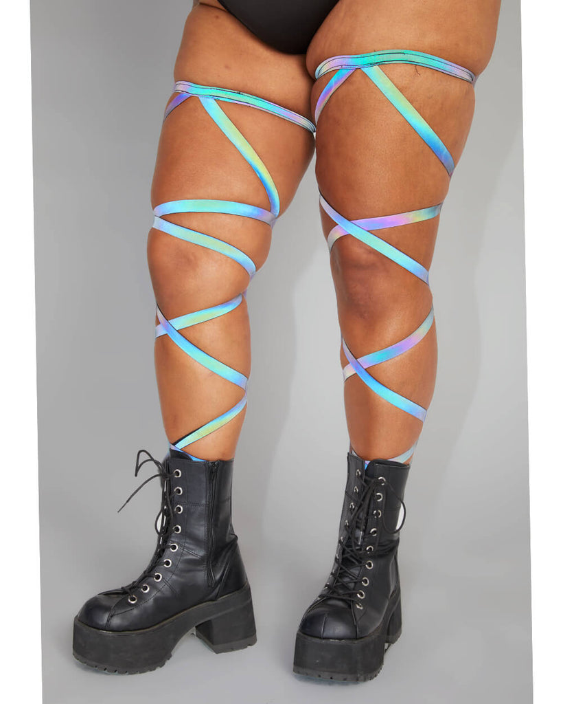 Pair of Non-Slip Rainbow Reflective Leg Wraps-Curve1-Rainbow-Reflective--Victoria---PS