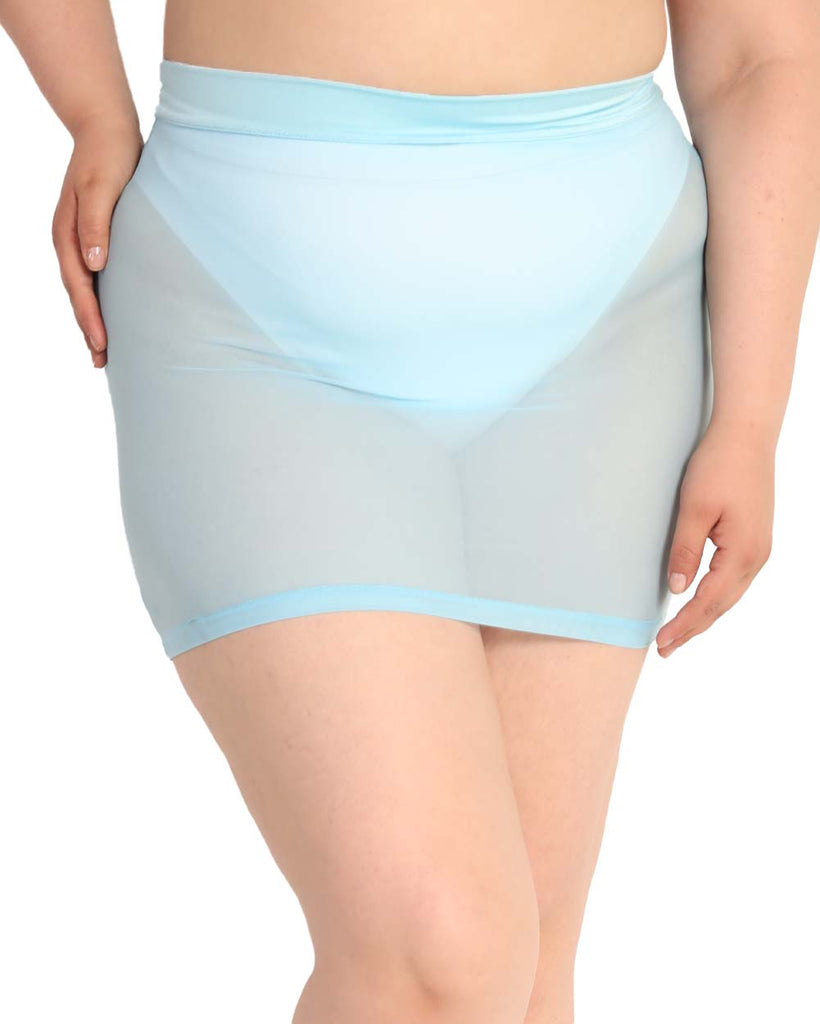 Up 2 No Good Mesh Mini Skirt-Curve1-Blue-Front--Bailey---1X