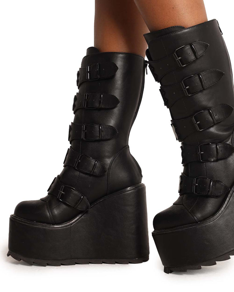 YRU Dune x Blackout Platform Shoes-Black-Side