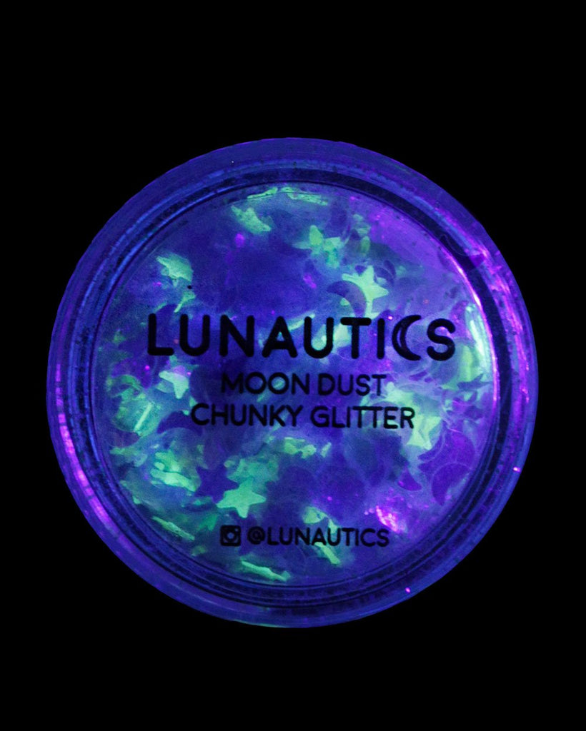 Lunautics Zenon UV Reactive Glitter-Silver/Hologram-UVon-Top