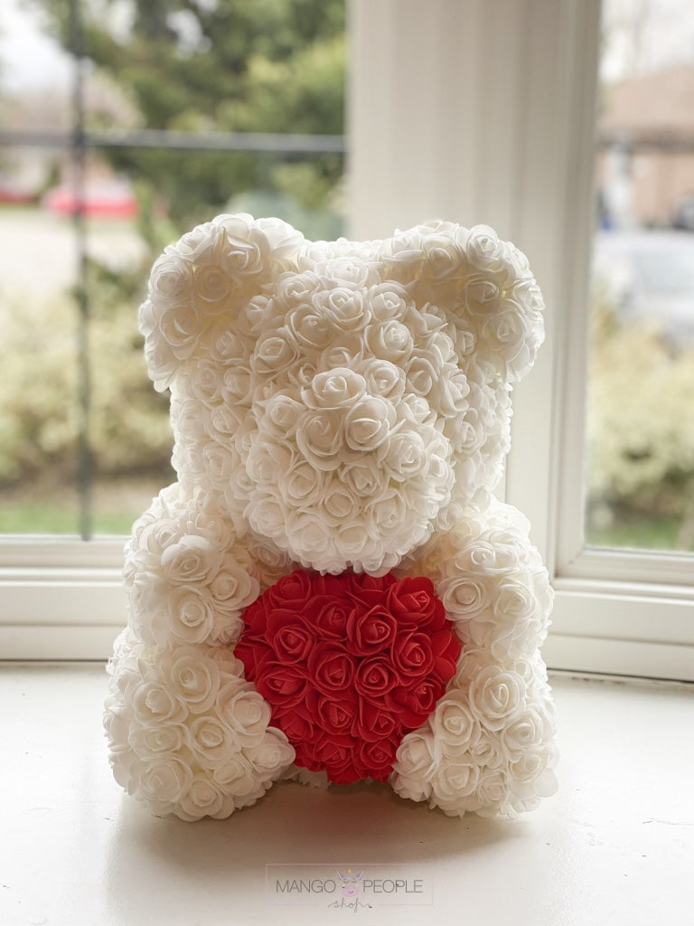 white teddy bear images with roses