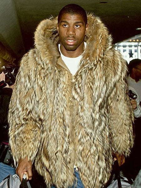 Magic Johnson in a fur coat