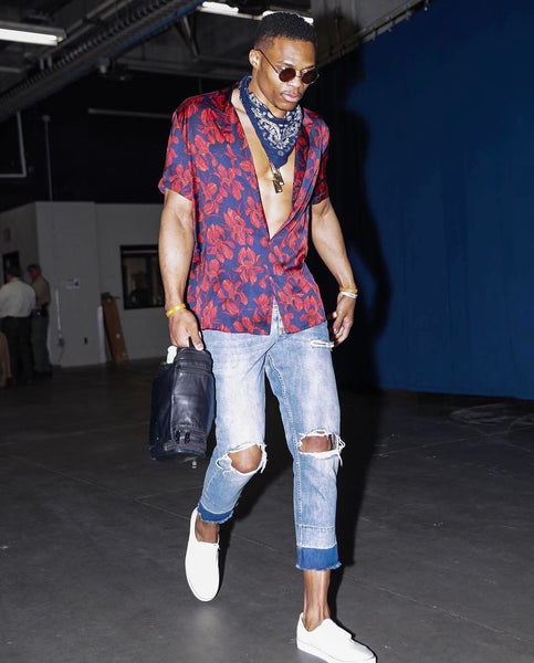 Russ Westbrook in a stylish outfit