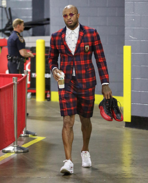 PJ Tucker in a plaid shorts suit