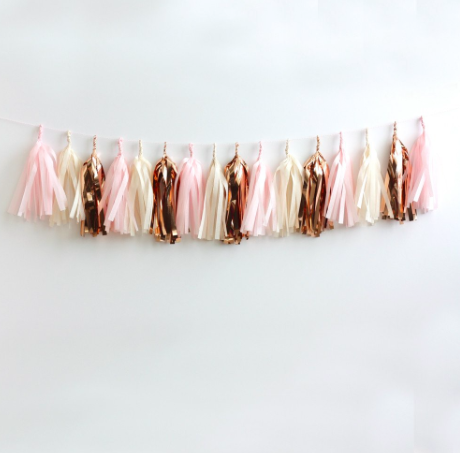 gold tissue paper garland