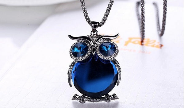 Large Crystal Owl Pendant 7076