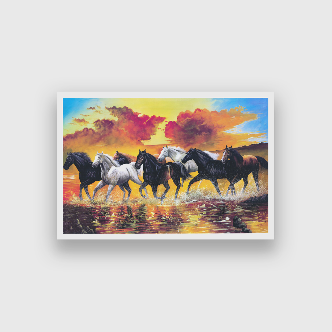 running white horses painting