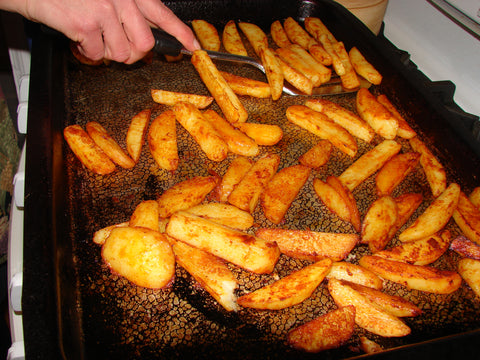 photo of oven fries on a baking sheet