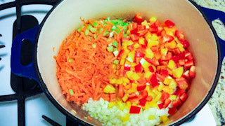 Up Close photo of vegetables in pot