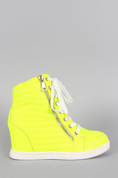 Liliana Neon Quilted High Top Wedge 