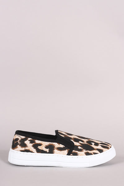 qupid leopard slip on sneakers