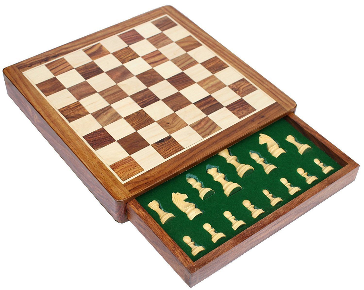 Large Chess Wooden Set Folding Chessboard Magnetic Pieces Wood Board UK New 