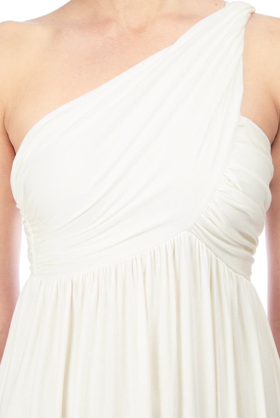 LONG TWIST SHOULDER DRESS - WHITE