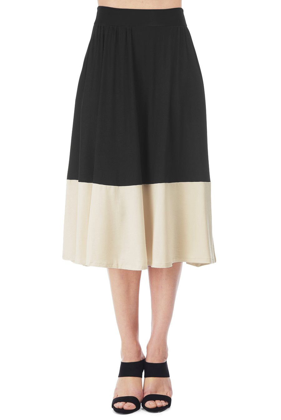 URSULA TWO-TONE SKIRT - BLACK/CREAM