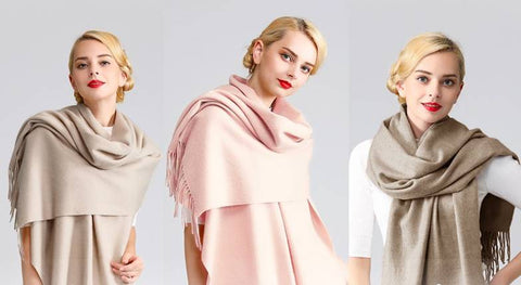 ผ้าพันคอแคชเมียร์แต่งพู่ ขนาด 71x27'' สำหรับชายหญิง  - Unisex Cashmere Scarf Wool Wrap Shawl