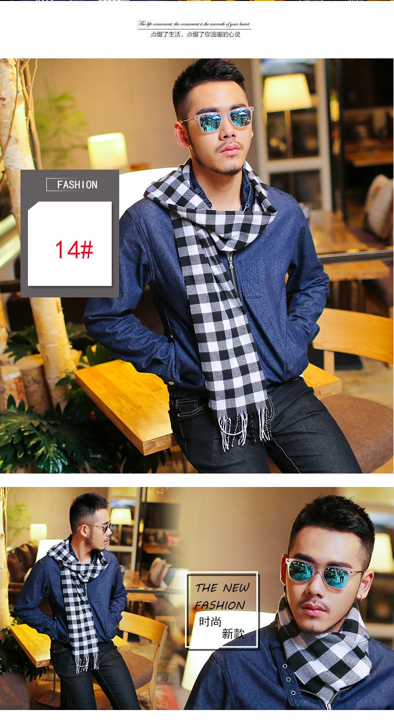 ผ้าพันคอลายสก็อตใหญ่ ผ้าพันคอผู้ชาย - Unisex Classic Plaid Wool Scarf