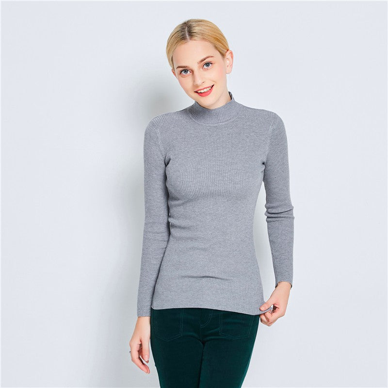 เสื้อไหมพรมคอเต่าแขนยาว - Korean Thick Turtleneck Sweater (T-076) by Squareladies