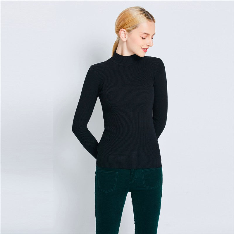 เสื้อไหมพรมคอเต่าแขนยาว - Korean Thick Turtleneck Sweater