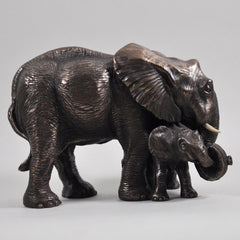 Mother & Baby Elephant Sculpture