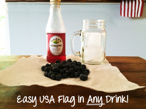 Fun patriotic drinks with grenadine and blueberries by Turtle Fur!