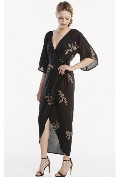 kimono wrap dress maxi