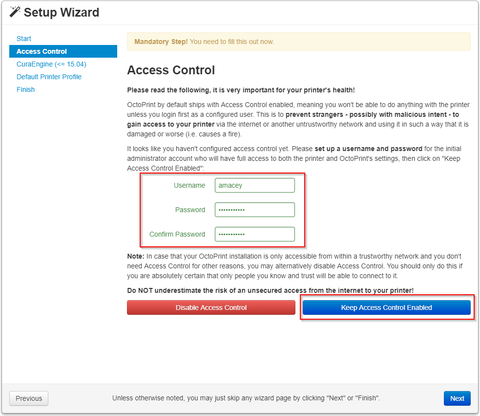 Octopi access control