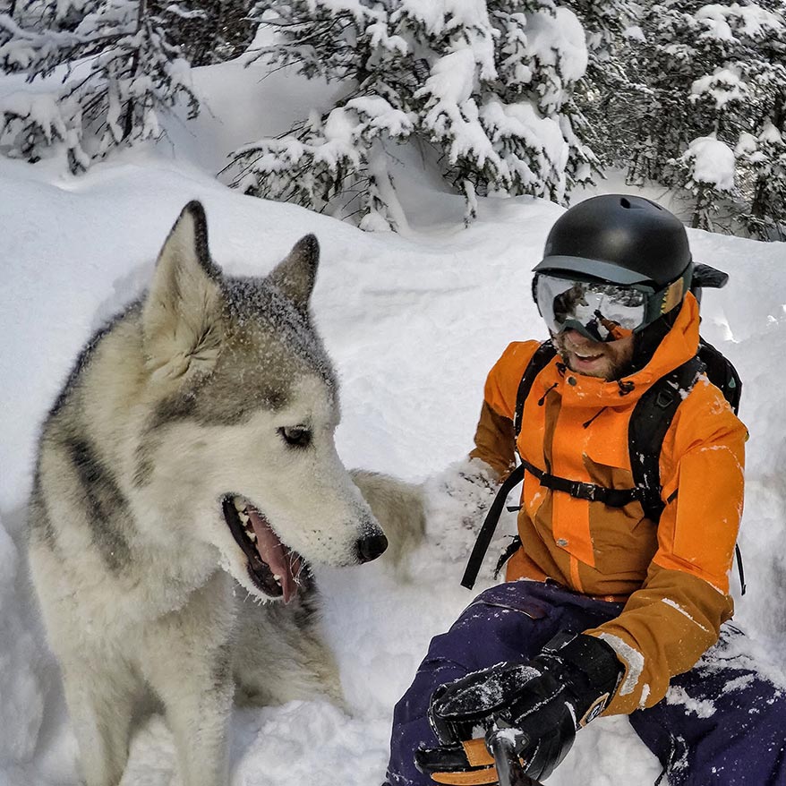 Loki the Wolfdog with his owner Kelly Lund - GoWorx Blog