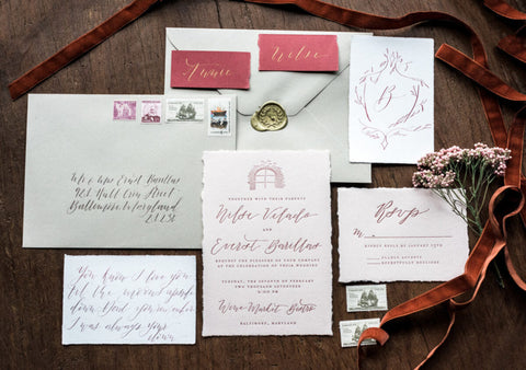 Baltimore Bride Styled Wedding Shoot featuring Lou's Letterpress