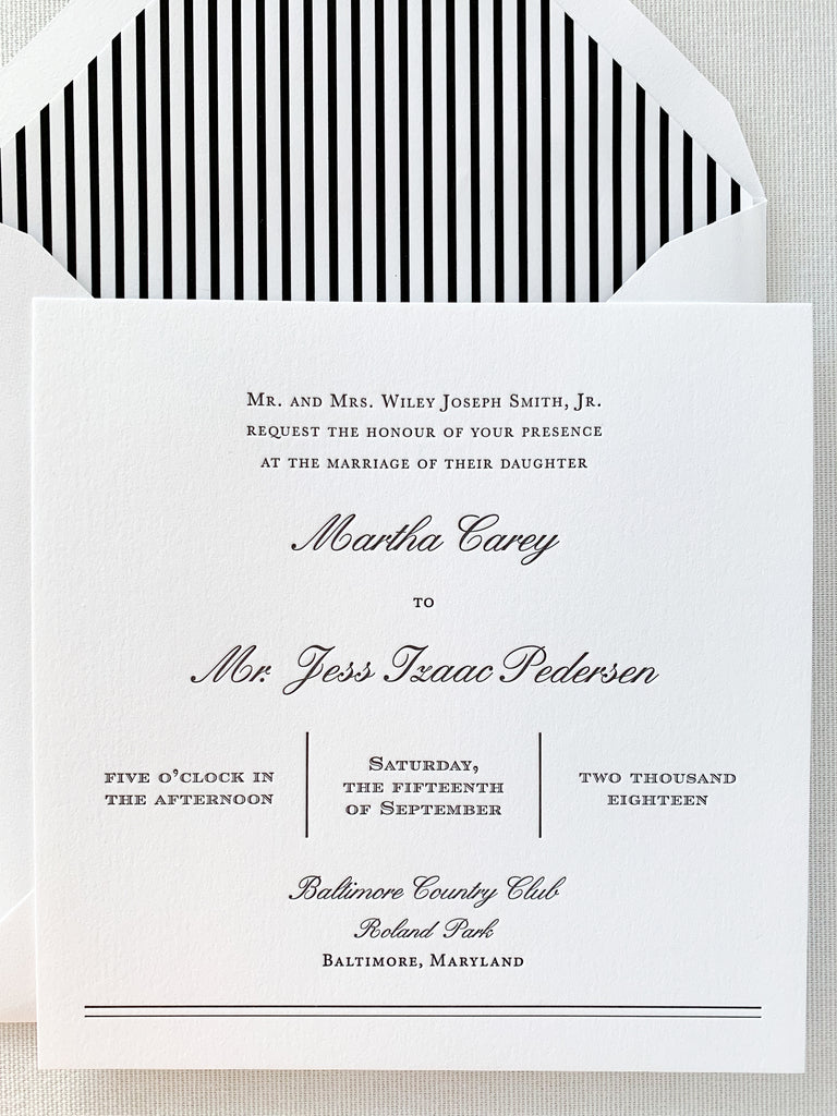 Black and White Letterpress Wedding Invitation Suite