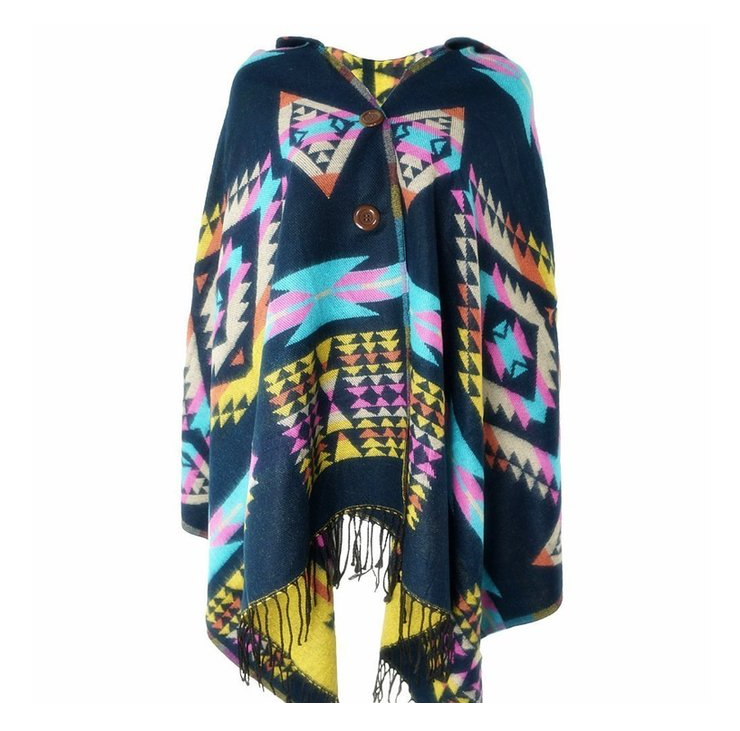 Tribal Aztec Hooded Cape Scarf Wrap Boho  » Women's scarf hooded aztec Cardigan Shawl