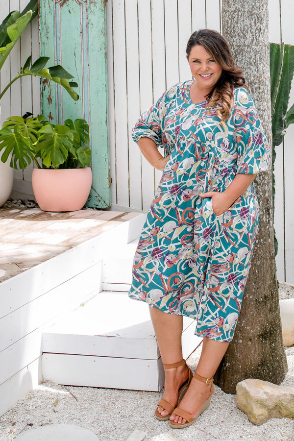 Lover tilstrækkelig koloni Relaxed Fit Maxi Dress in Teal Print from Holley Day