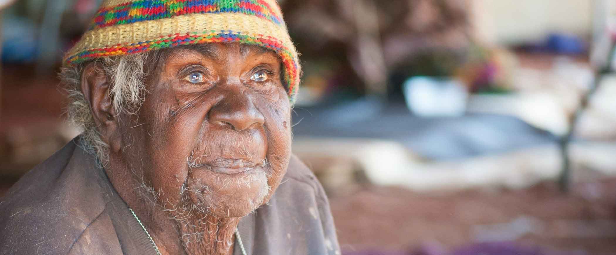 A portrait of Utopia Aboriginal Elder Lena Pwerle