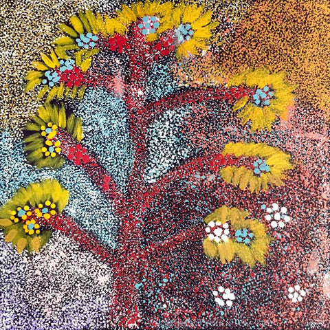 Small blooming Mulga Tree painting by Doreen Payne
