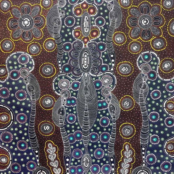 Dreamtime Sisters by Colleen Wallace Nungari | 90cm x 90cm | Synthetic polymer paint on canvas