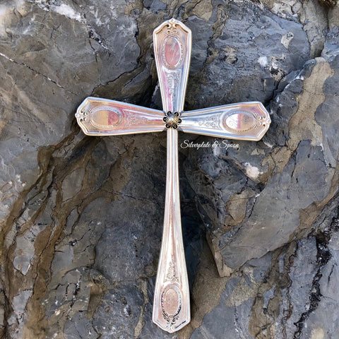 Featured Medium Cross, Louis XVI 1911 with “AH” Initials, Silverplate & Spoon hand made jewelry silver
